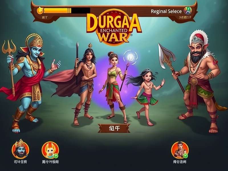 Durga S Enchanted War gameplay screenshot showing mythological characters