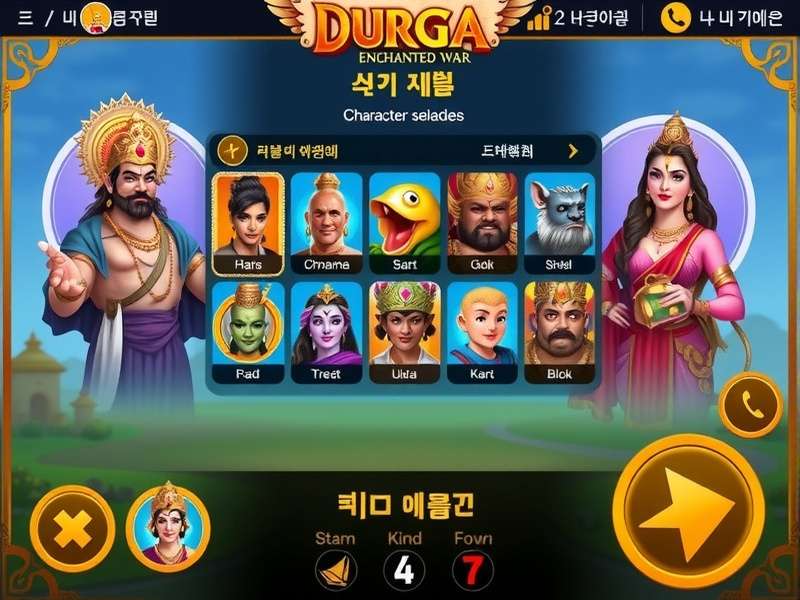 Durga S Enchanted War character selection screen